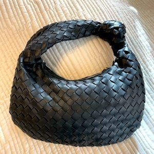 Woven Black Leather Handbag / Medium : Great for just the necessities.